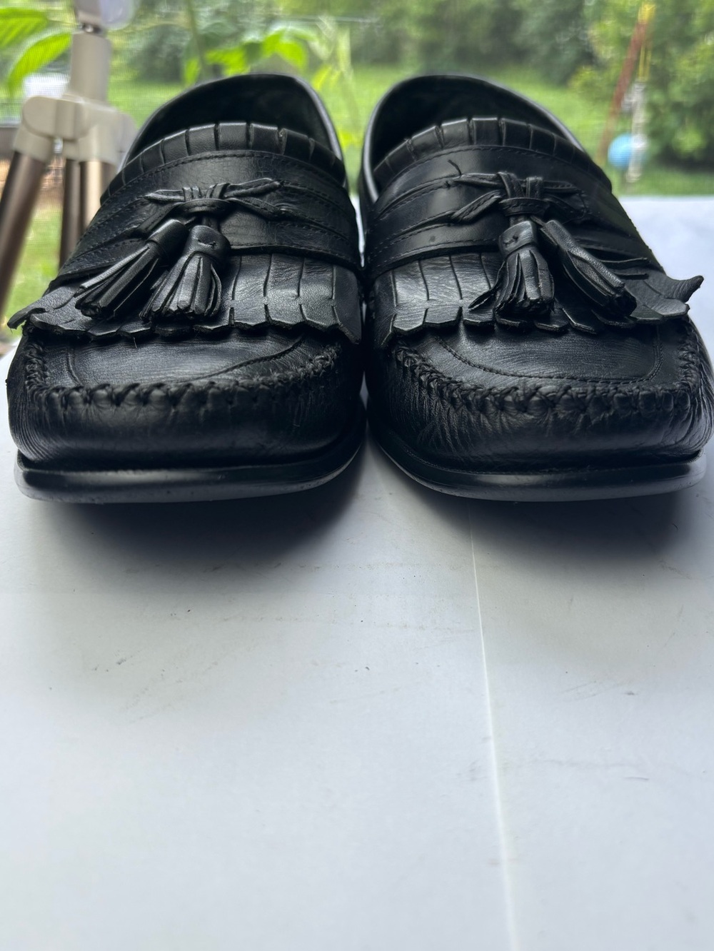 G.H. Bass Weejuns Mens 10.5 M Black Leather Kiltie Tassle Loafer Moc Toe Slip On - Picture 5 of 12